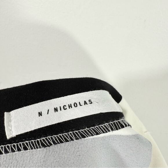 Nicholas Black White Stripe High Rise A Line Pleated Knee Length Skirt Size 2 - Picture 10 of 12